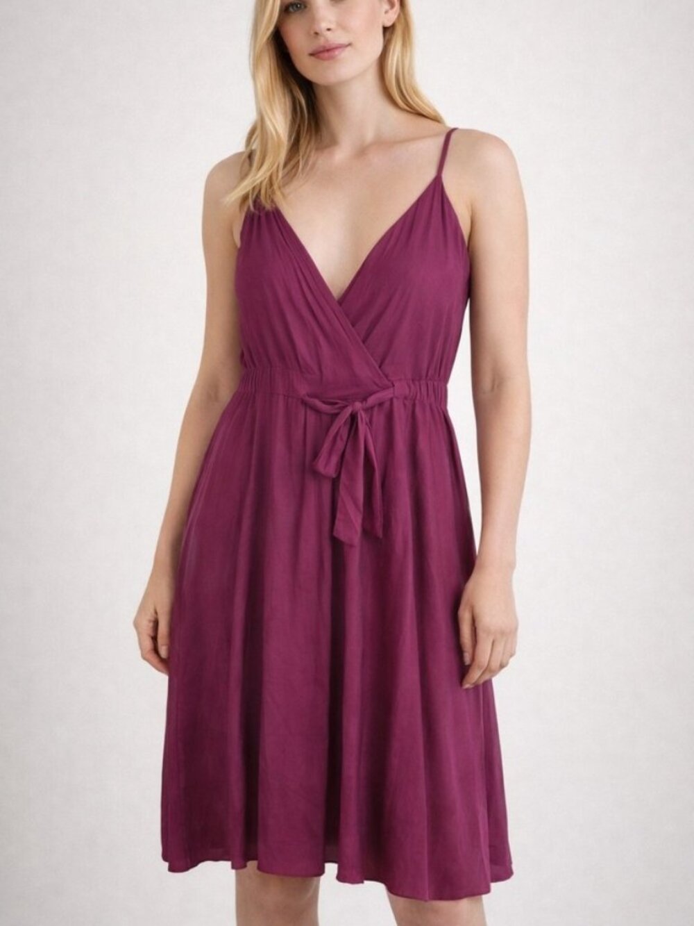 Trina Turk Size 4 Purple Silk Blend Spaghetti Strap Pleated Dress